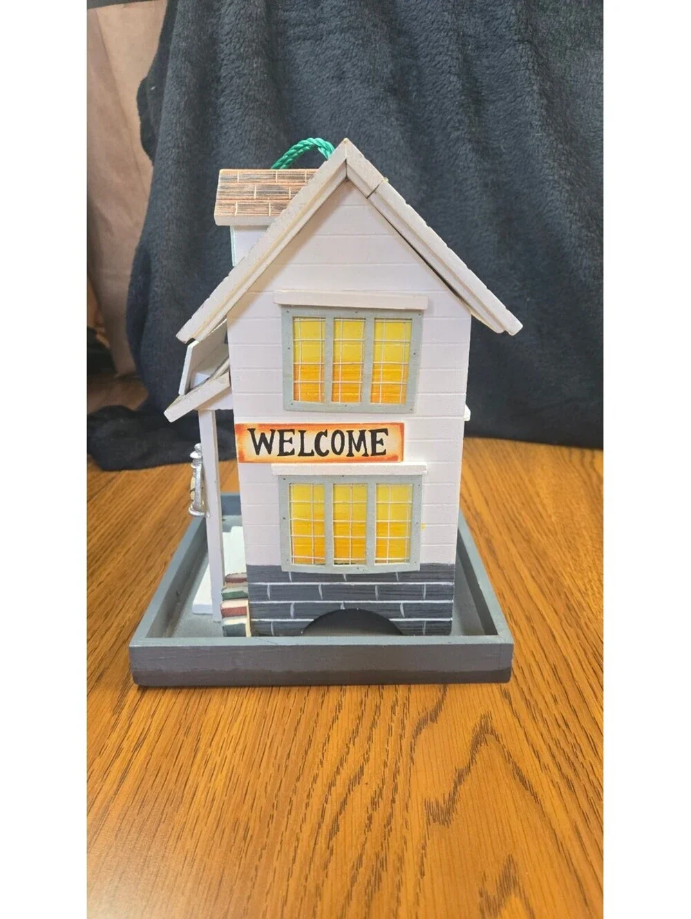 Handmade Wooden School House Birdhouse with Welcome Sign